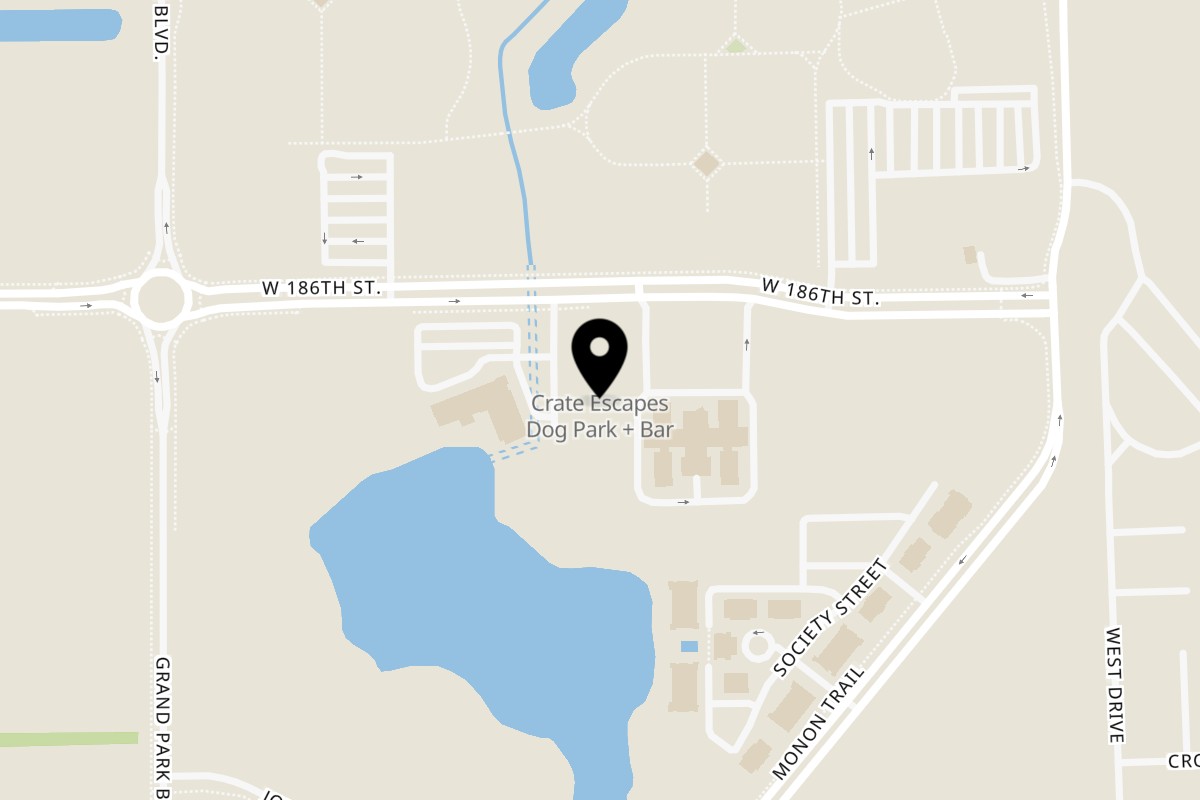 Map showing the location of Minya's Pizza on 18595 Carousel Ln in Westfield